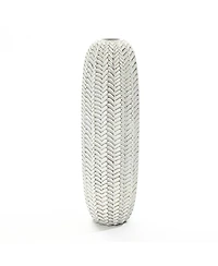 LuxenHome Modern Geometric Pattern Polyresin -Inch Tall Cylinder Vase
