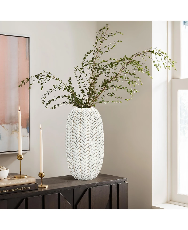 LuxenHome Modern Geometric Pattern Polyresin -Inch Tall Cylinder Vase
