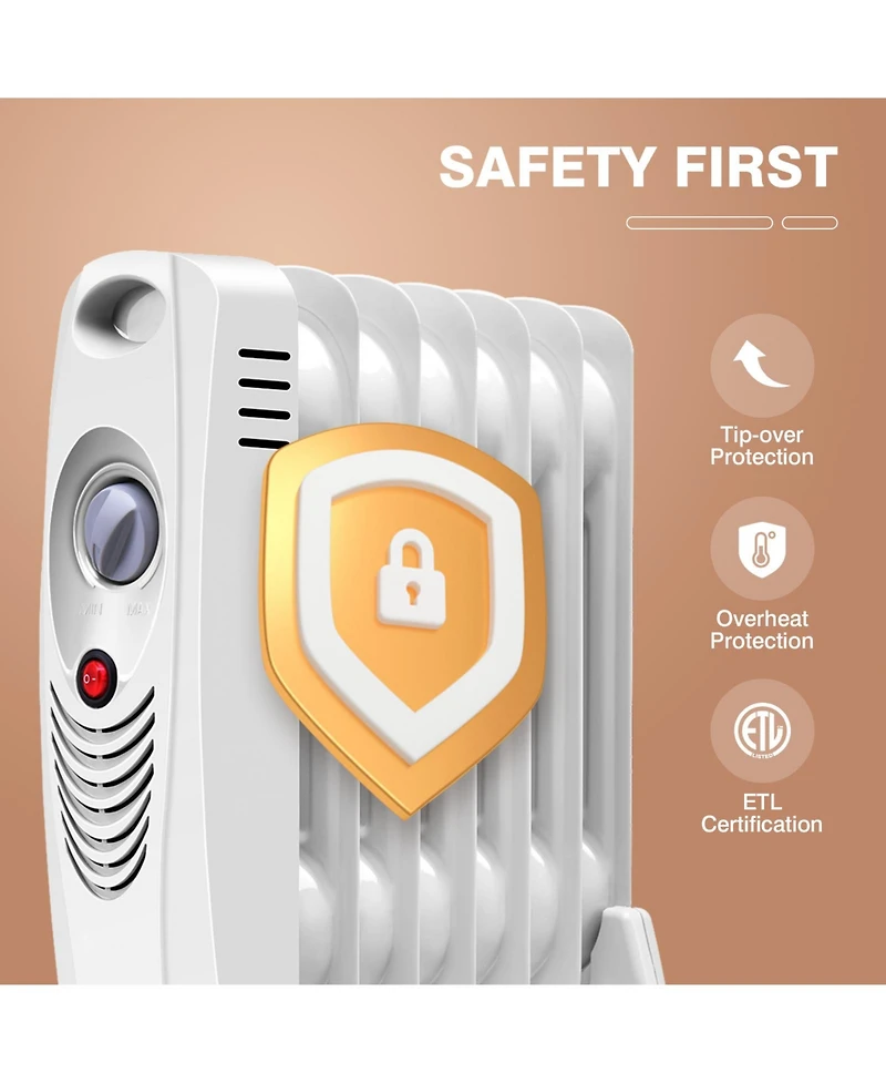 Sugift 700 W Portable Mini Electric Oil-Filled Radiator Heater