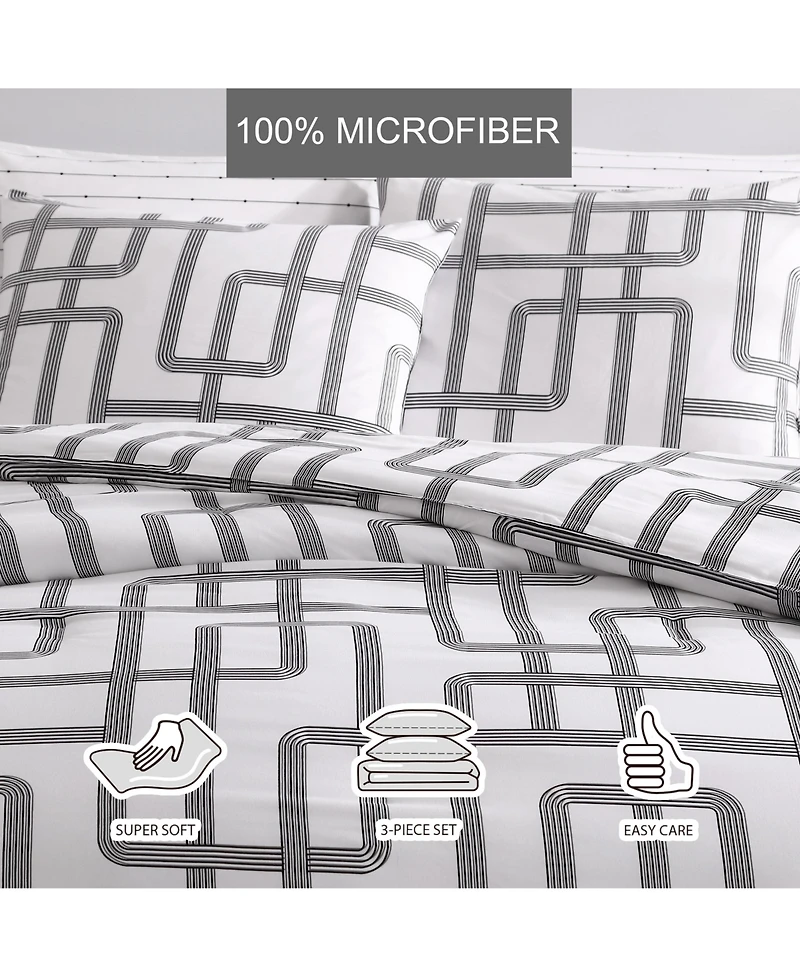City Scene Mainline Microfiber Black & White 2 Piece Comforter Set-Twin