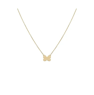 Butterfly Pendant Necklace 14K