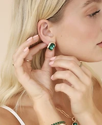Ettika Emerald Deco Stud Earrings