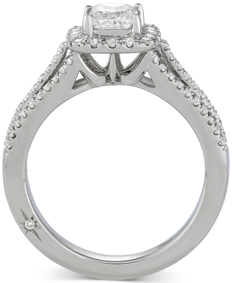Diamond Princess Halo Engagement Ring (1-1/5 ct. t.w.) in 18k White Gold