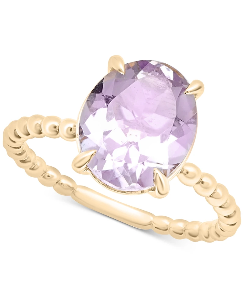 Rose de France Amethyst Oval Beaded Ring (3-1/6 ct. t.w.) in 14k Gold-Plated Sterling Silver