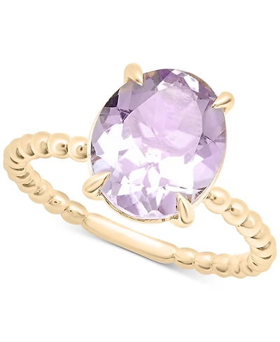 Rose de France Amethyst Oval Beaded Ring (3-1/6 ct. t.w.) in 14k Gold-Plated Sterling Silver