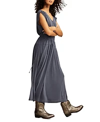 Lucky Brand Women's Sandwash Ruched Sleeveless Midi Dress