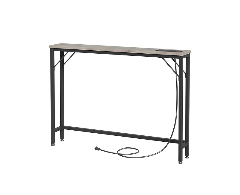 Gaomon Slim Console Table with Built-in Outlets, Narrow Console Table for Small Spaces, Behind Your Couch or in Tight Areas. Industrial-Style Sofa Tab