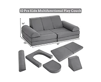 gaomon 10PCS Modular Kids Play Couch, Kids Couch for Playroom Kids Modular Couch, Convertible Foam Couch Kids Play Set for Creative Play