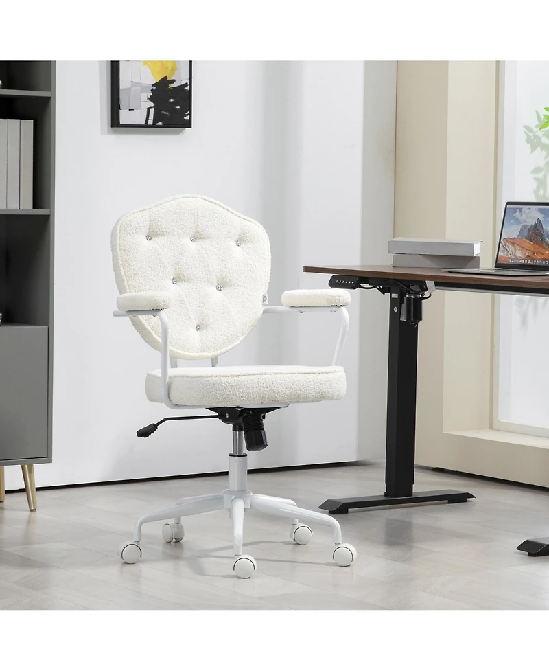 Homcom Cute Office Chair, Velvet-Feel Fabric Vanity