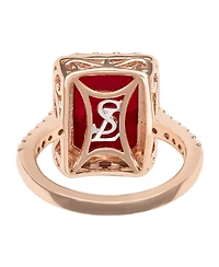 Suzy Levian Sterling Silver Emerald-Cut Cubic Zirconia Baguette Halo Ring