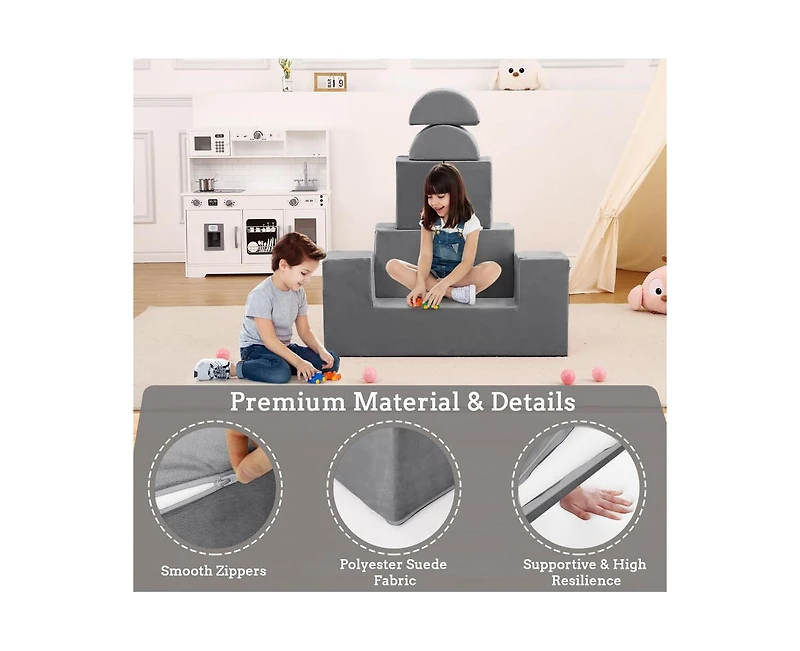 gaomon Kids Play Couch, 6Pcs Modular Kids Play Sofa for Playroom Bedroom, Kids Modular Couch Toddler Foam Sofa