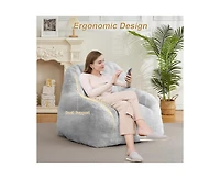 gaomon Giant Bean Bag Chair, Faux Fur Stuffed Bean Bag Couch with Filler, Bean Bag Chair for Adults, Big Lazy Sofa Floor Sofa with Handle
