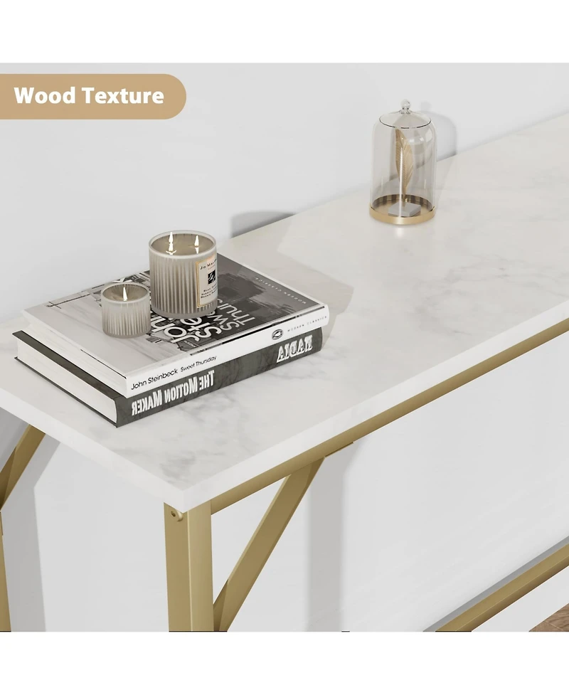 gaomon Console Table with Power Outlets & Usb Ports, Narrow Sofa Table with Charging Station