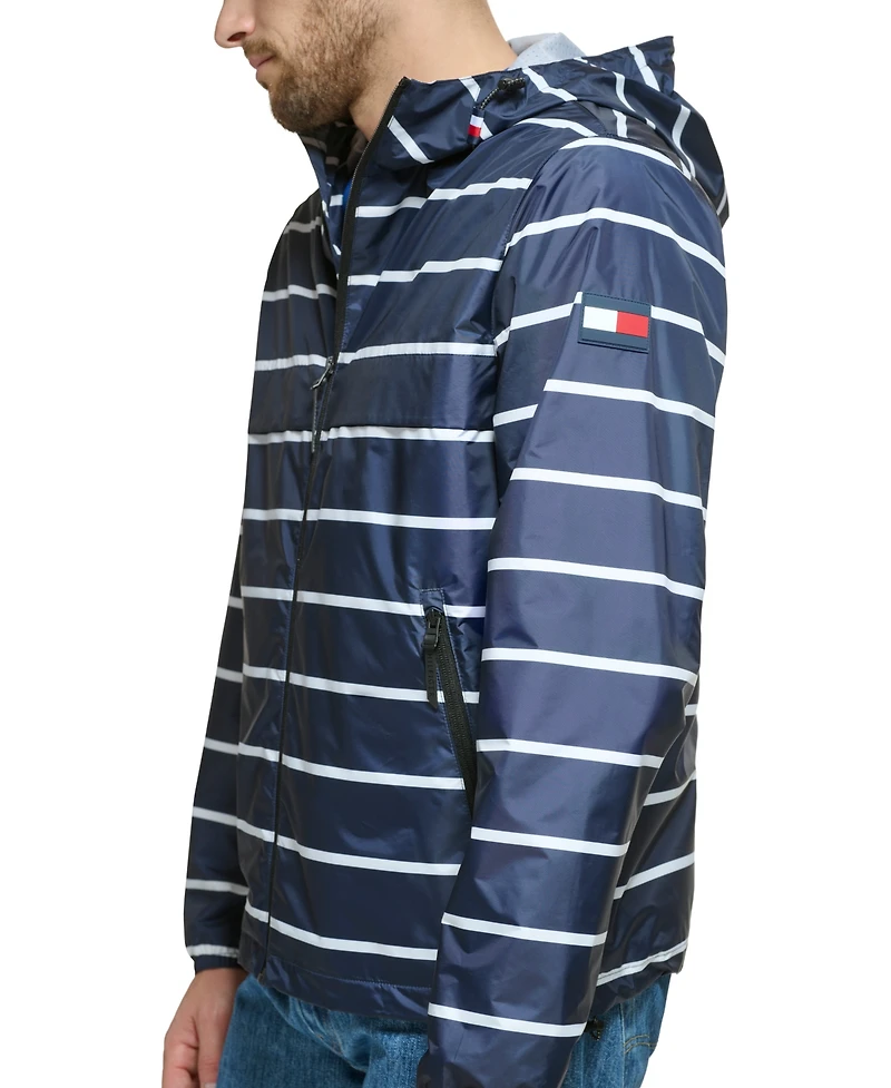 Tommy Hilfiger Men's Stretch Hooded Zip-Front Rain Jacket