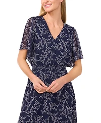 CeCe Women's Smocked-Waist Flutter-Sleeve Maxi Dress