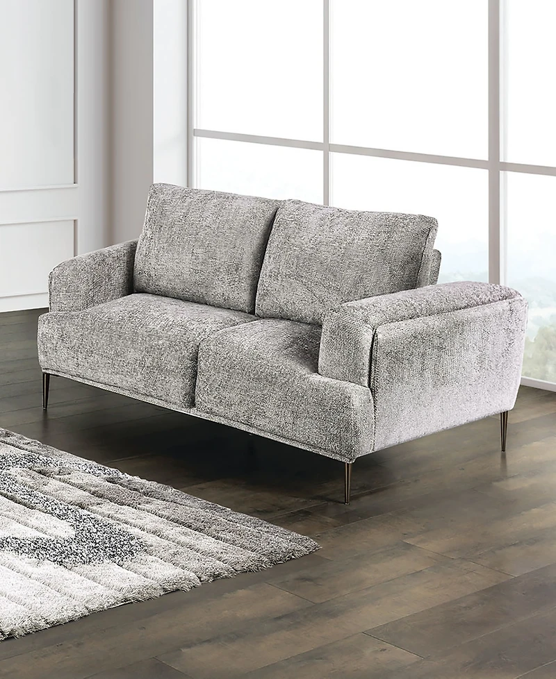 Furniture of America 65" Orlandi Chenille 2-Seater Flared Arm Loveseat