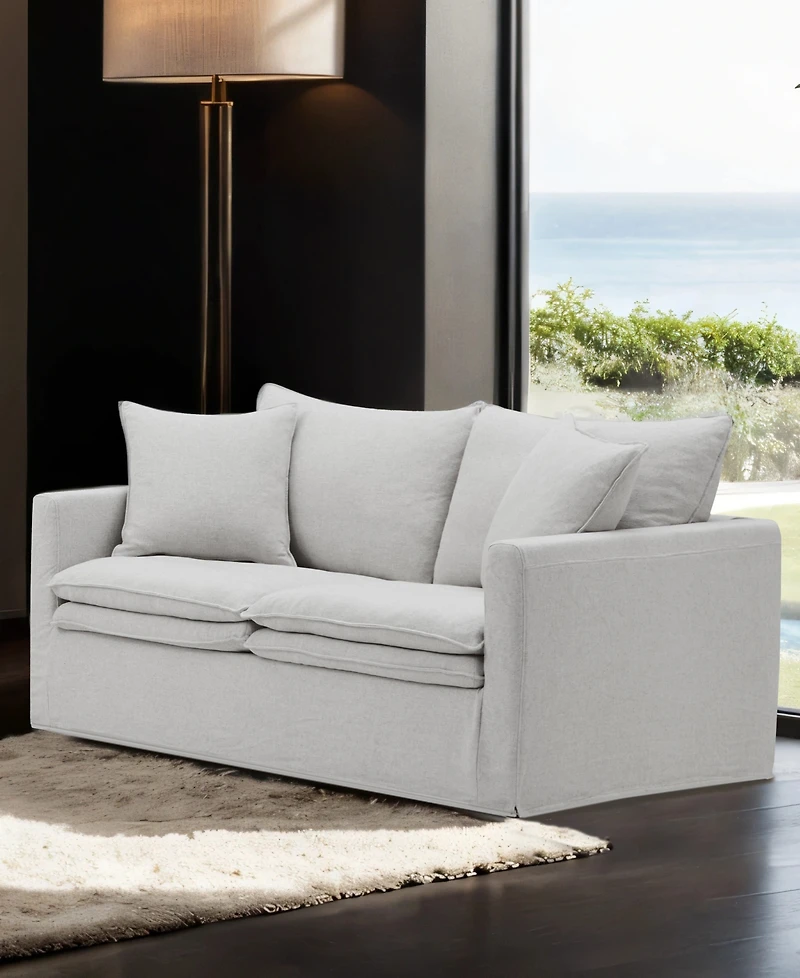 Furniture of America 68" Linen Maddy 2-Seater Narrow Track Arm Loveseat