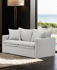 Furniture of America 68" Linen Maddy 2-Seater Narrow Track Arm Loveseat