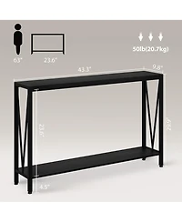 gaomon Console Table, 2-Tier Entryway Table with Storage, Narrow Sofa Table with V Design, 43" Industrial Console Table