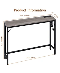 gaomon Console Table with Power Outlets & Usb Ports, Narrow Sofa Table with Charging Station