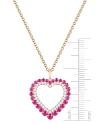 Ruby (1-1/4 ct. t.w.) & Diamond (1/4 ct. t.w.) Heart 18" Pendant Necklace in 14k Gold