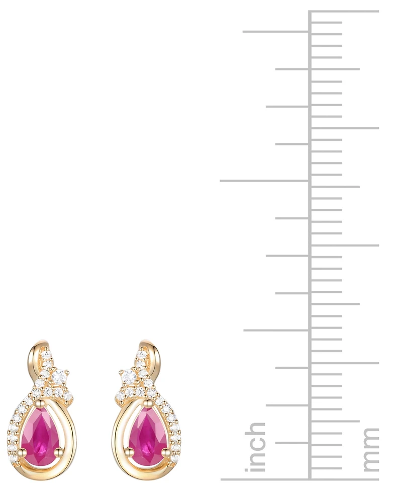 Emerald (1/2 ct. t.w.) & Diamond (1/10 Pear Drop Earrings 14k Gold (Also Ruby Sapphire)