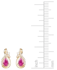 Emerald (1/2 ct. t.w.) & Diamond (1/10 Pear Drop Earrings 14k Gold (Also Ruby Sapphire)