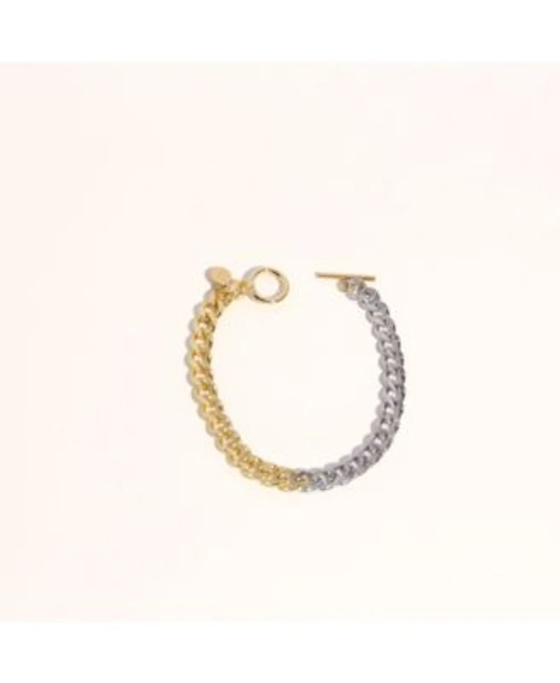 Joey Baby Two Tone Stainless Steel Bracelet With Gold Silver Links Toggle Clasp