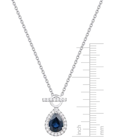 Emerald (1 ct. t.w.) & Diamond (1/4 Pear Halo Toggle 18" Pendant Necklace 14k Gold (Also available Ruby Sapphire