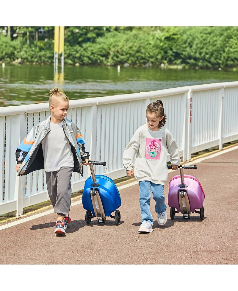 GoPowerBike GoVoyage 3-Wheel Kids Luggage Scooter with Light-Up Wheels | Blue