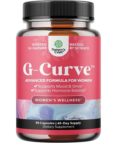 G-Curve Advanced Formula for Women, Horny Goat Weed with Maca and Tribulus Terrestris for Enhanced Energy Mood and Performance, Nature's Craft, 90ct