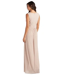 R & M Richards Open-Front Jacket Metallic Gown