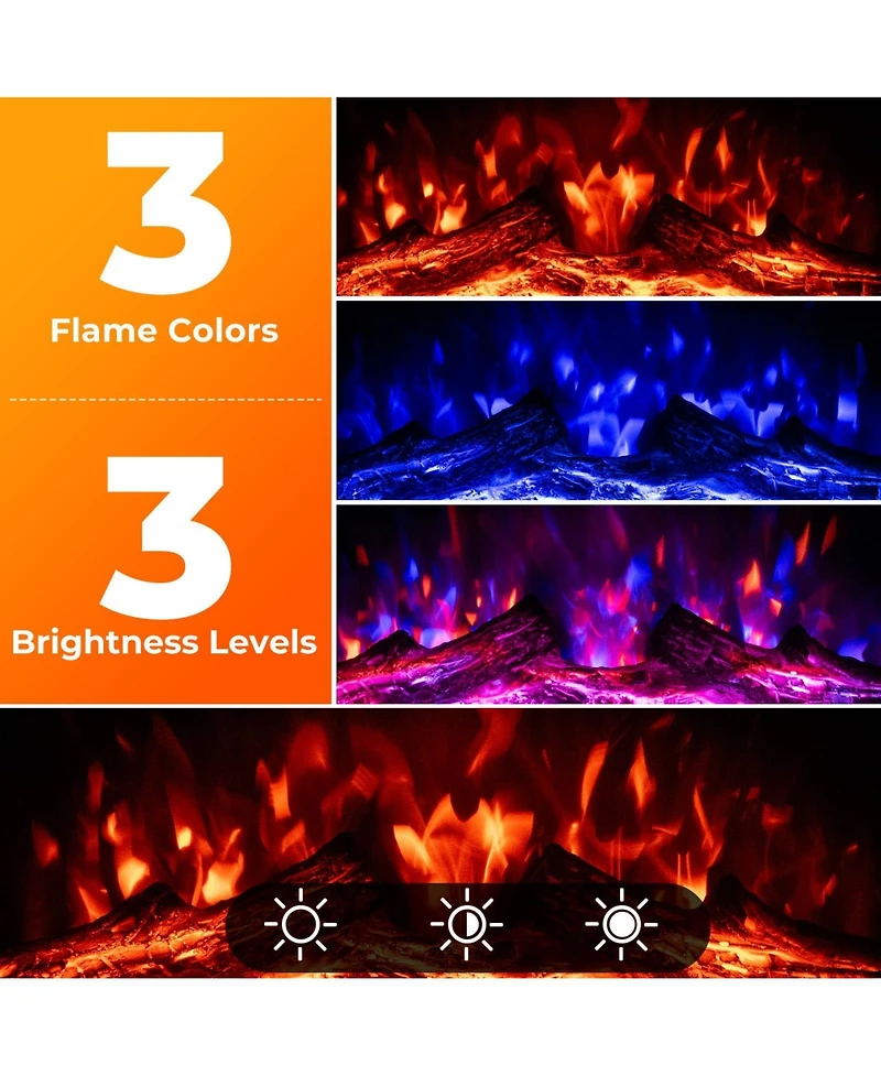 Sugift 23 Inch Electric Fireplace Insert Fireplace Heater with Adjustable Flame Color