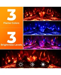 Sugift 23 Inch Electric Fireplace Insert Fireplace Heater with Adjustable Flame Color