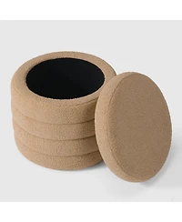 WestinTrends Mid-Century Modern Faux Sherpa Round Storage Ottoman