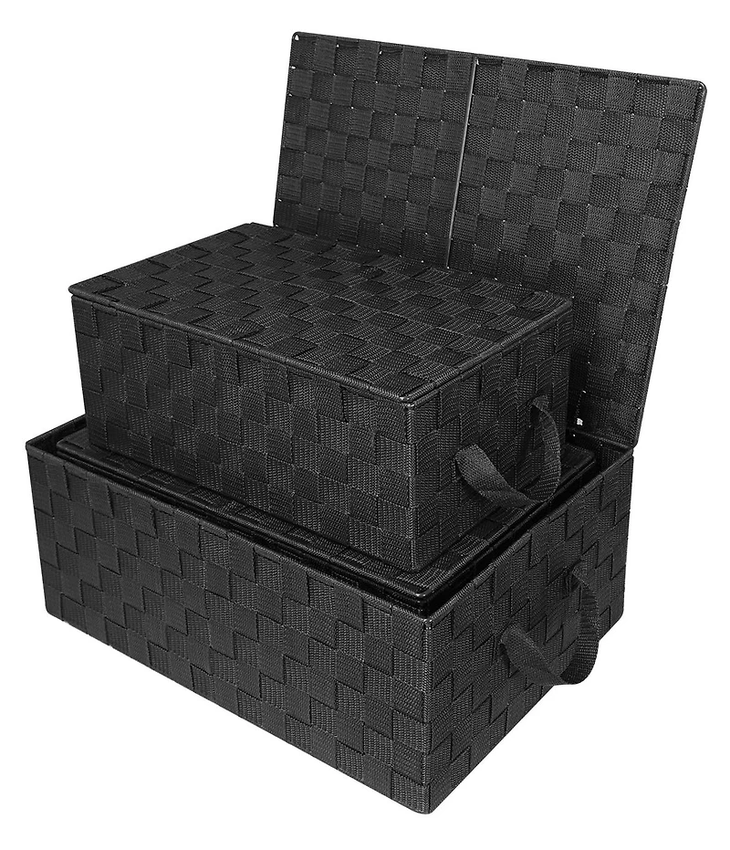 Sorbus 3 Pack Decorative Stackable Woven Basket with Lid and Built-in Rope Carry Handles - Great for Storage and Organization