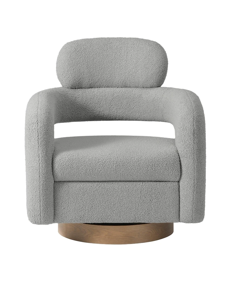 WestinTrends Mid-Century Modern Faux Sherpa Swivel Barrel Accent Chair (Set of 2)