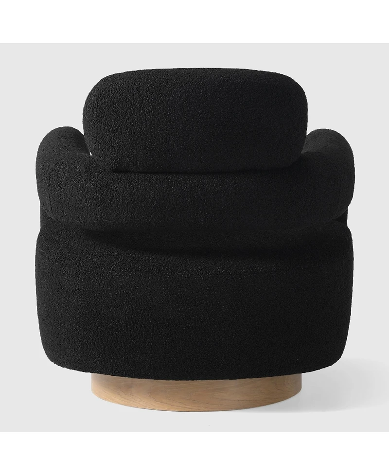 WestinTrends Mid-Century Modern Faux Sherpa Swivel Barrel Accent Chair