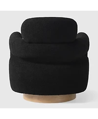 WestinTrends Mid-Century Modern Faux Sherpa Swivel Barrel Accent Chair
