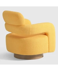 WestinTrends Mid-Century Modern Faux Sherpa Swivel Barrel Accent Chair