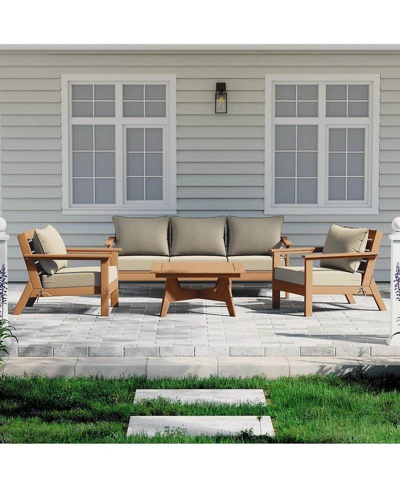 WestinTrends Outdoor -Piece Teak Modular Sectional Patio Furniture Sofa Set