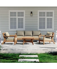WestinTrends Outdoor -Piece Teak Modular Sectional Patio Furniture Sofa Set