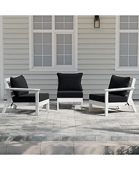 WestinTrends Outdoor Patio Hdpe White Sectional Sofa with Cushions