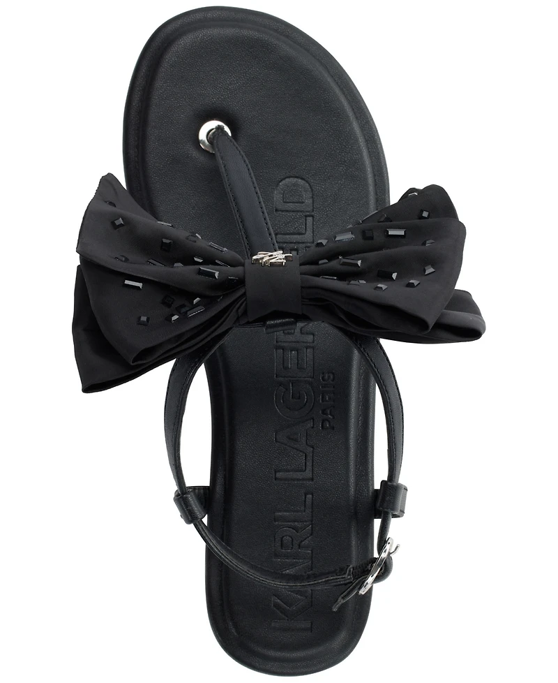 Karl Lagerfeld Paris Women's Cristi Bow Flat Sandals