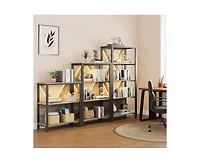 gaomon 4 Tier Bookshelf with Led Lights, Tall Bookcase with Open Display Shelves