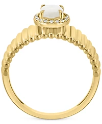Effy Opal (1/2 ct. t.w.) & Diamond (1/20 ct. t.w.) Halo Ridge Ring in 14k Gold