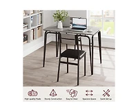 Dining Table for 2, Small and Chairs Set of Square Dinette Dinner Set, 3 Piece Kitchen & Room Sets Space, A