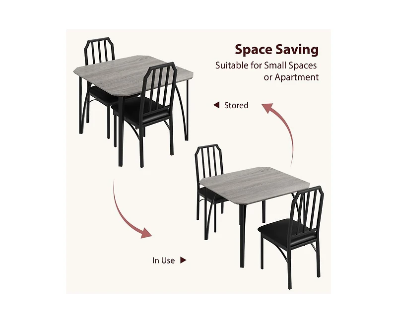 3 Pieces Dining Table Set for 2, Room Small Kitchen 2 with Upholstered Chairs, Dinner
