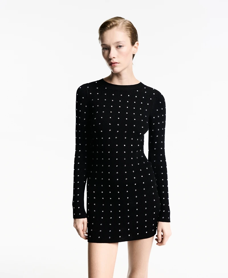 Mango Women's Rhinestone Detail Knitted Dress