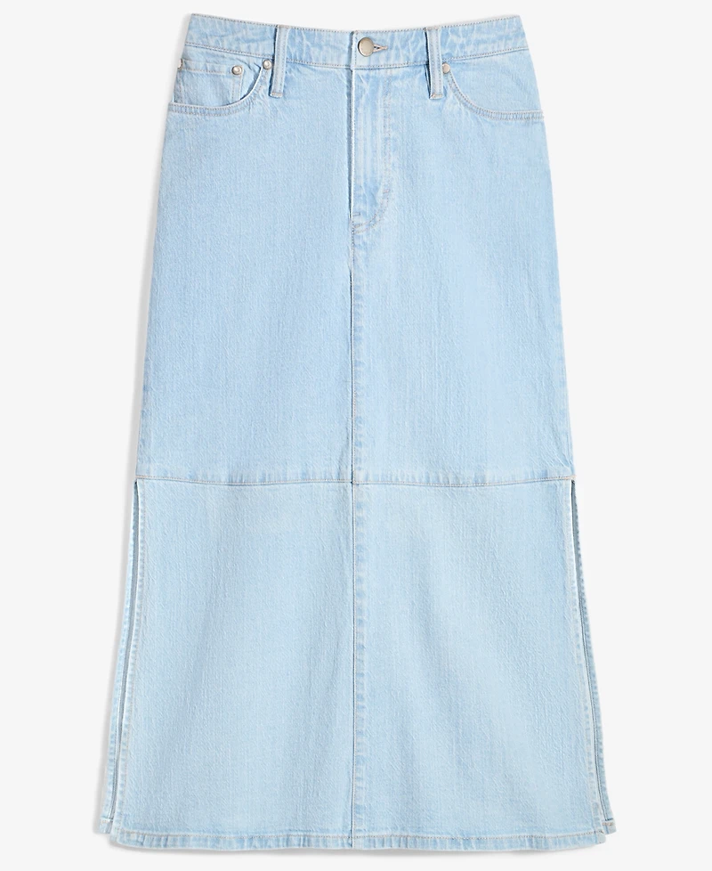 On 34th Women's Split-Seam Denim Midi Skirt, Exclusively at Macy's